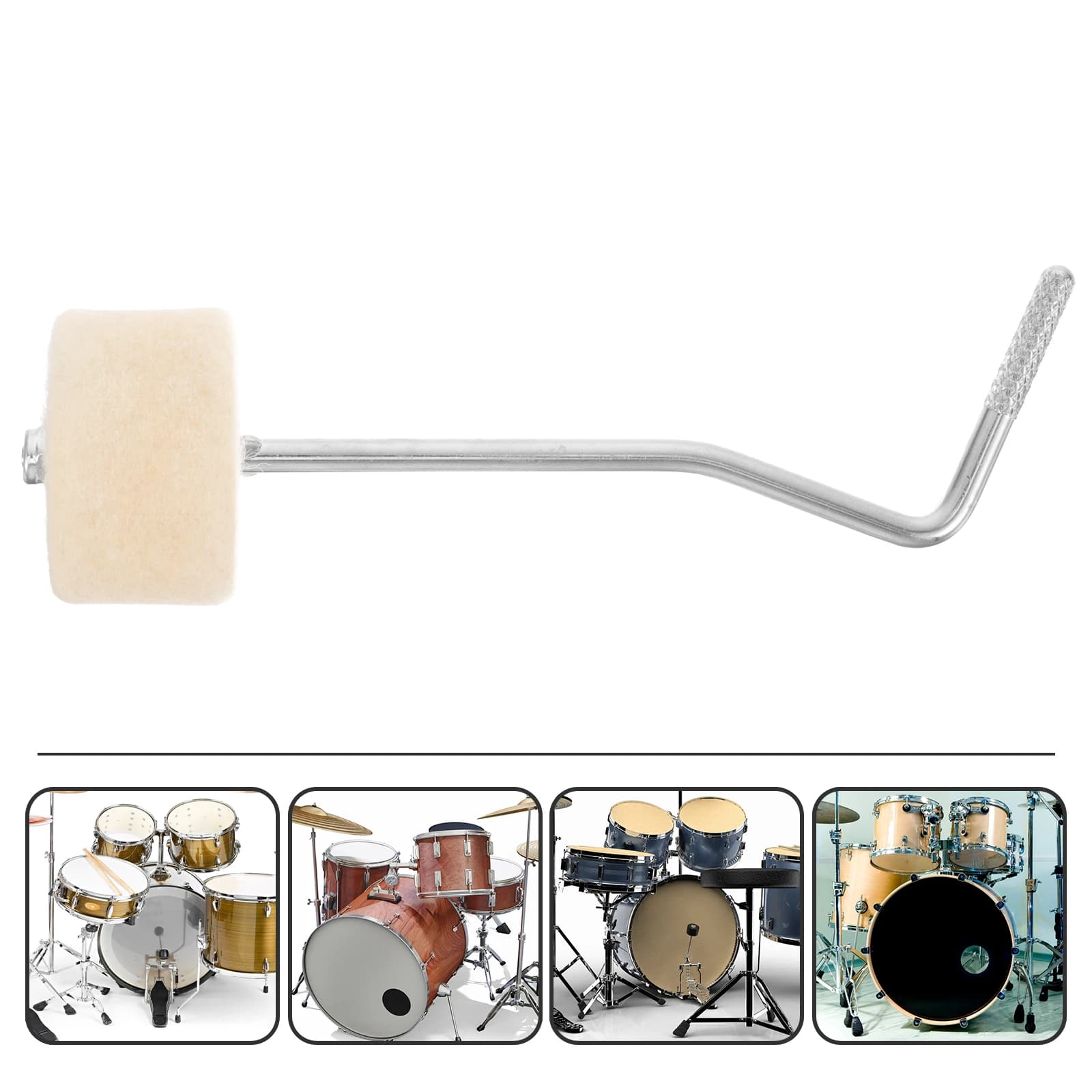 Batteur de grosse caisse, tête en feutre métallique Durable, son clair, pédale, marteau, accessoires