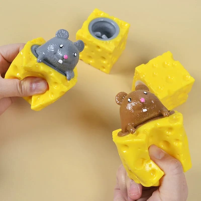 Jouet anti-stress souple en forme de souris, balle anti-stress en forme de fromage, jouet à presser