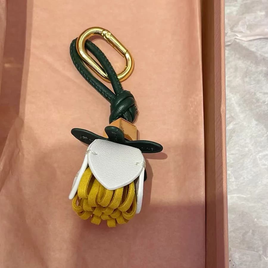 Sacs en cuir à fleurs, ornements à breloques, fleur en cuir de vache, accessoires de sac suspendus d