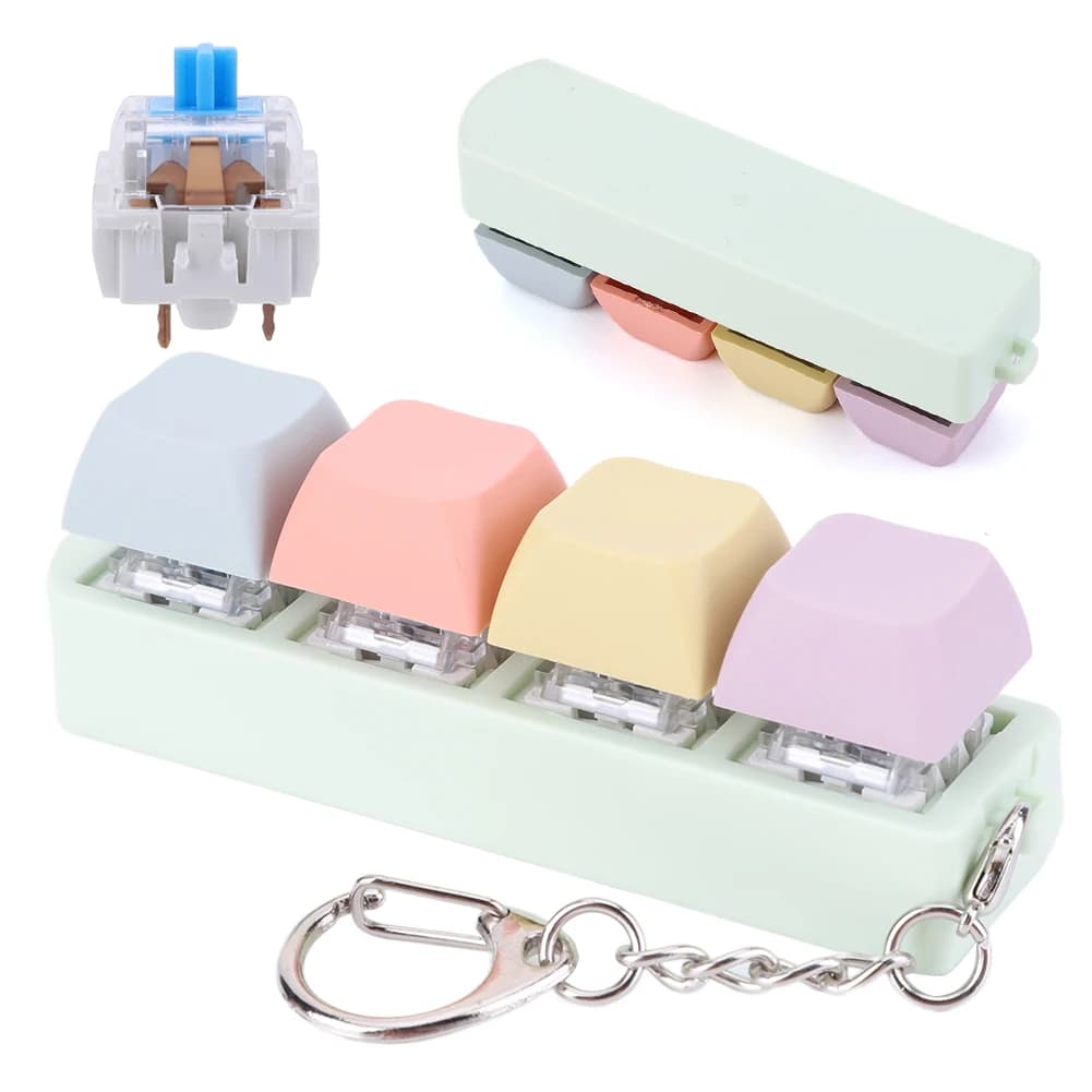 Clavier clé jouet 4 touches bouton Keycap Fidget porte-clés clavier Clicker jouet clavier Cube jouet