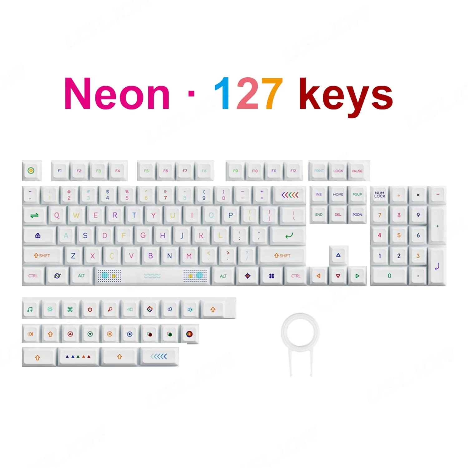 Clavier mécanique RGB pour jeux, thème néon, 127 touches, touches PBT, profil XDA, disposition ISO,