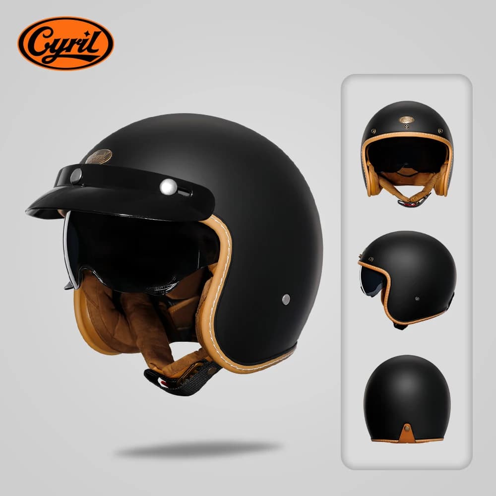 Casque de moto à visage ouvert pour adultes, léger, rétro, Jet, pour hommes et femmes, approuvé DOT