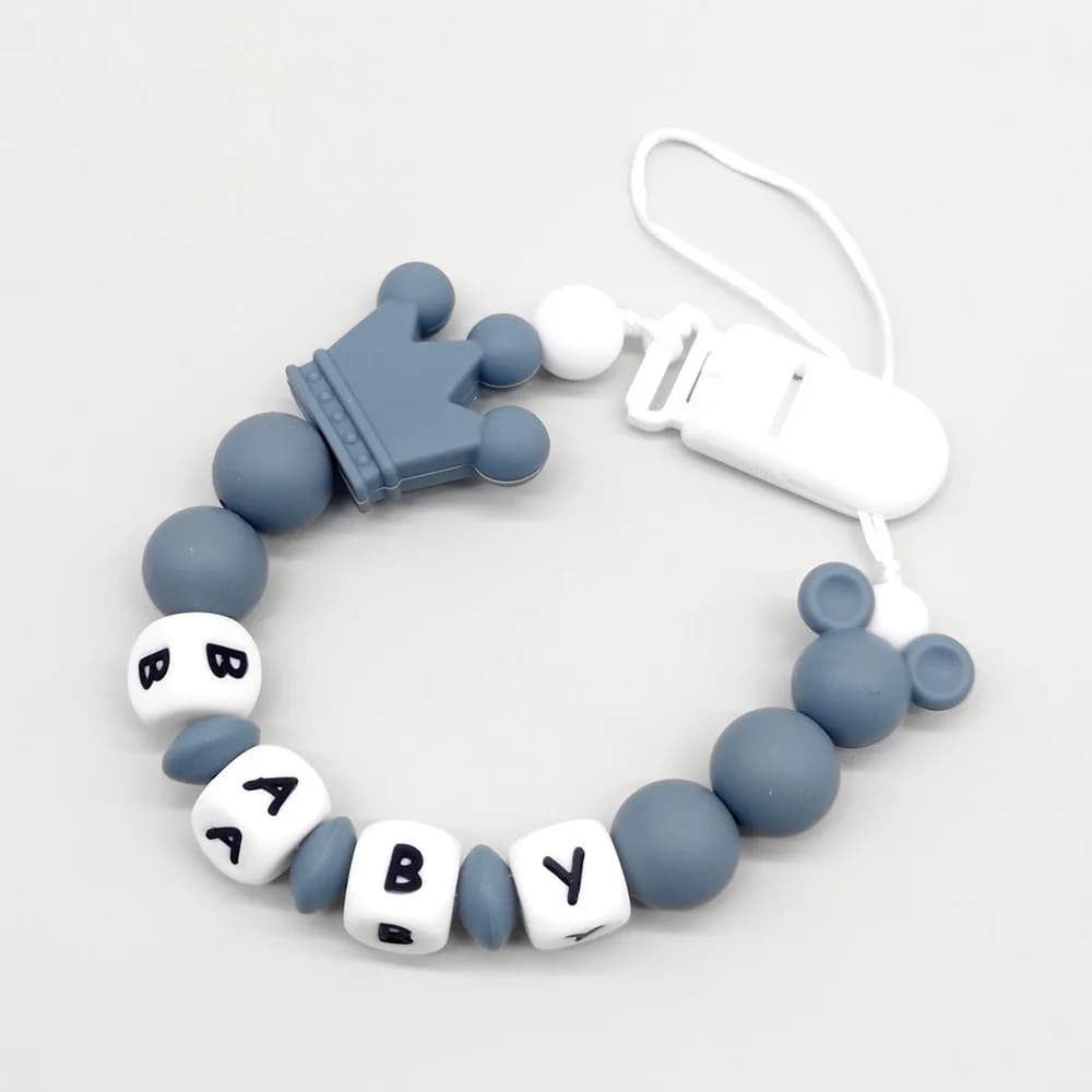 Clips de sucette de dessin animé pour bébé, nom personnalisé, chaînes de perles en Silicone, accesso