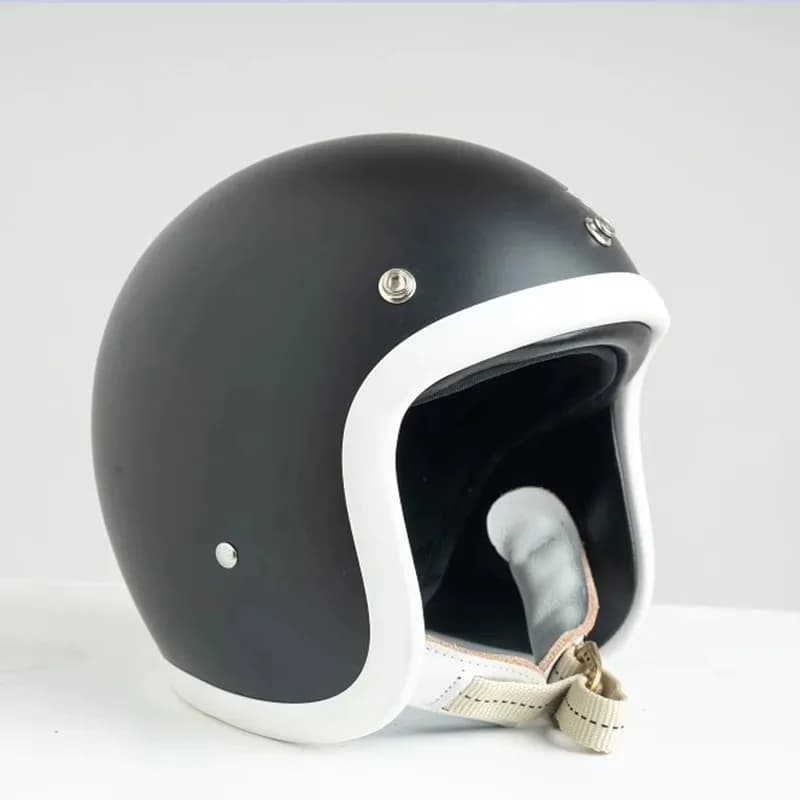 Casque de moto ouvert style japonais et coréen, vintage en fibre de verre, rétro pour scooter, 3/4 J