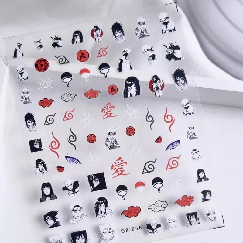 Autocollants pour ongles Naruto, autocollants créatifs en relief 3D de dessins animés, autocollants