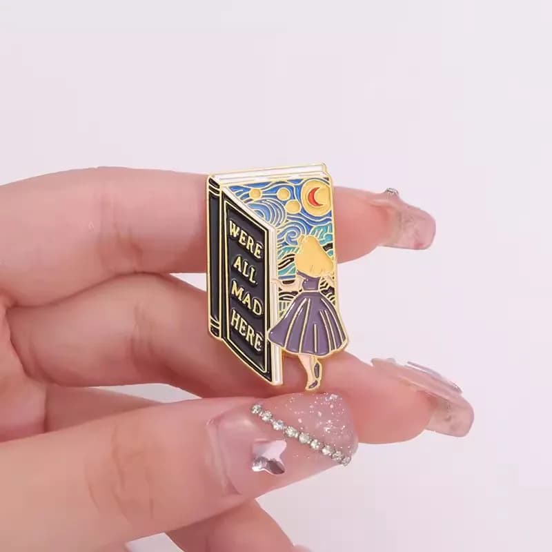 Broche en émail Alice au pays des merveilles, broches Alice Van Gogh pour femmes, Badges à revers po