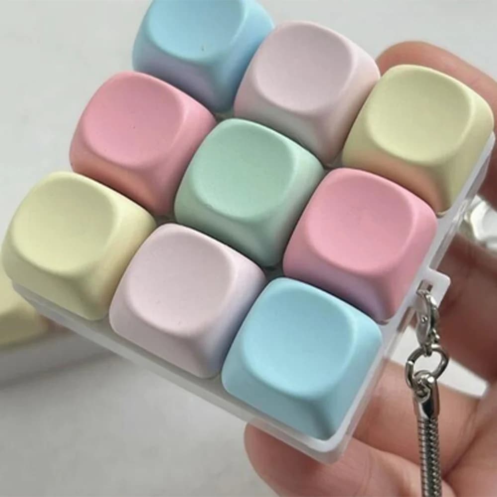 Porte-clés clavier LED couleur macaron, clavier sensoriel anti-stress avec touches clic-clac, jouet