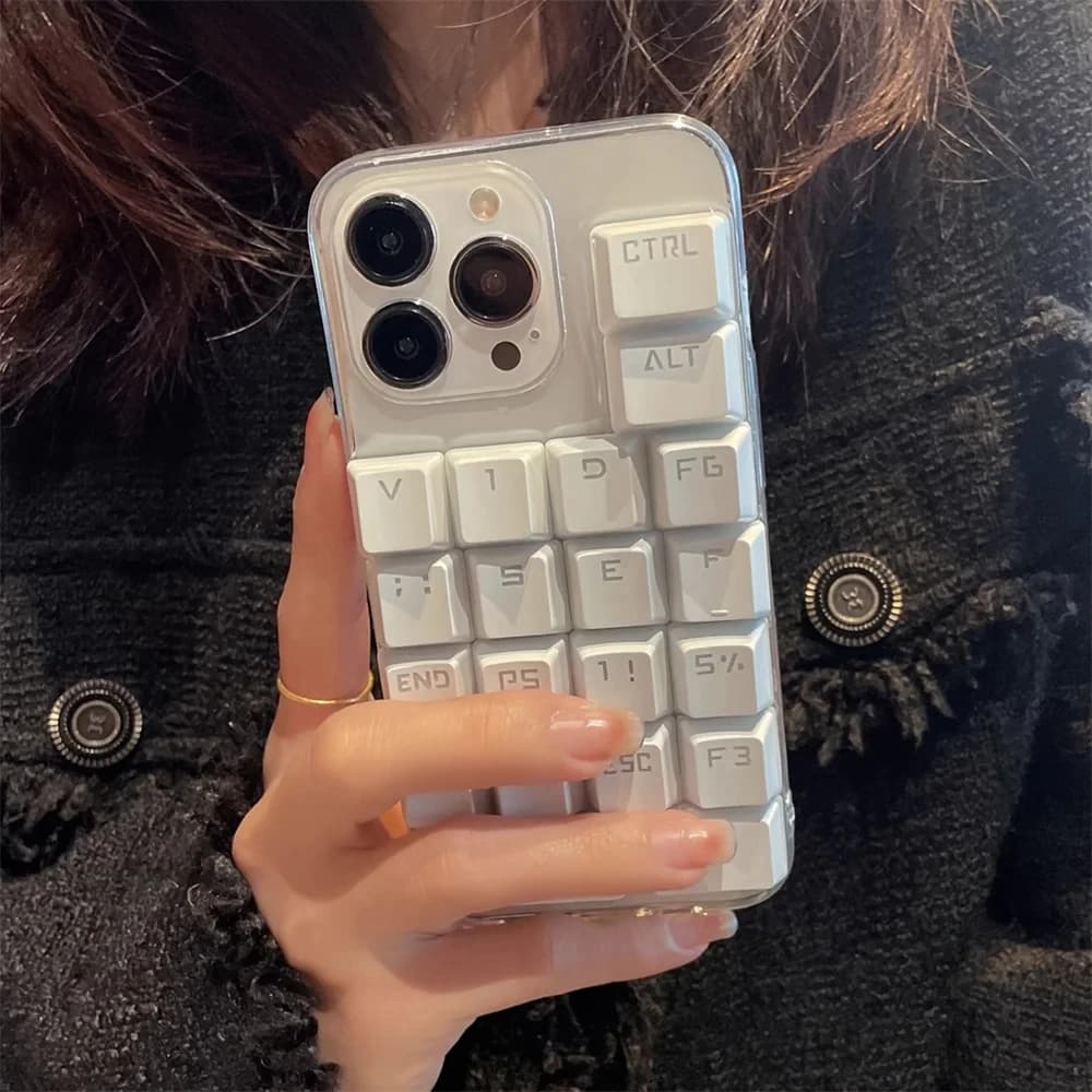Coque de téléphone transparente avec clavier 3D, étui souple pour iPhone 16 15 13 12 11 Pro Max 7 8