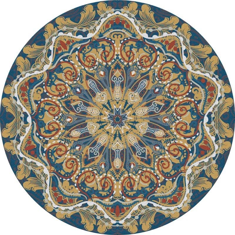 Tapis circulaire de Style ethnique, imprimé Mandala de Style bosniaque, décoration de salon et de ch