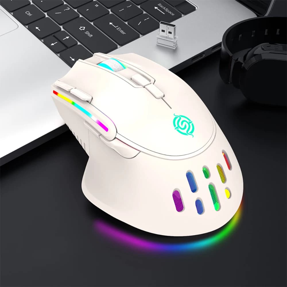 Souris sans fil aste USB 2.4G, souris de jeu colorée RVB, ordinateur de bureau, ordinateur portable,