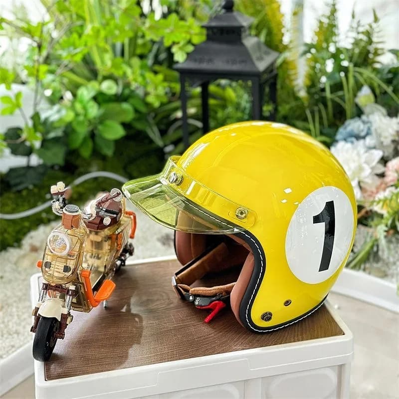 Mignon rétro casque de billard moto 3/4 casque unisexe Scooter électrique casquette de sécurité pour