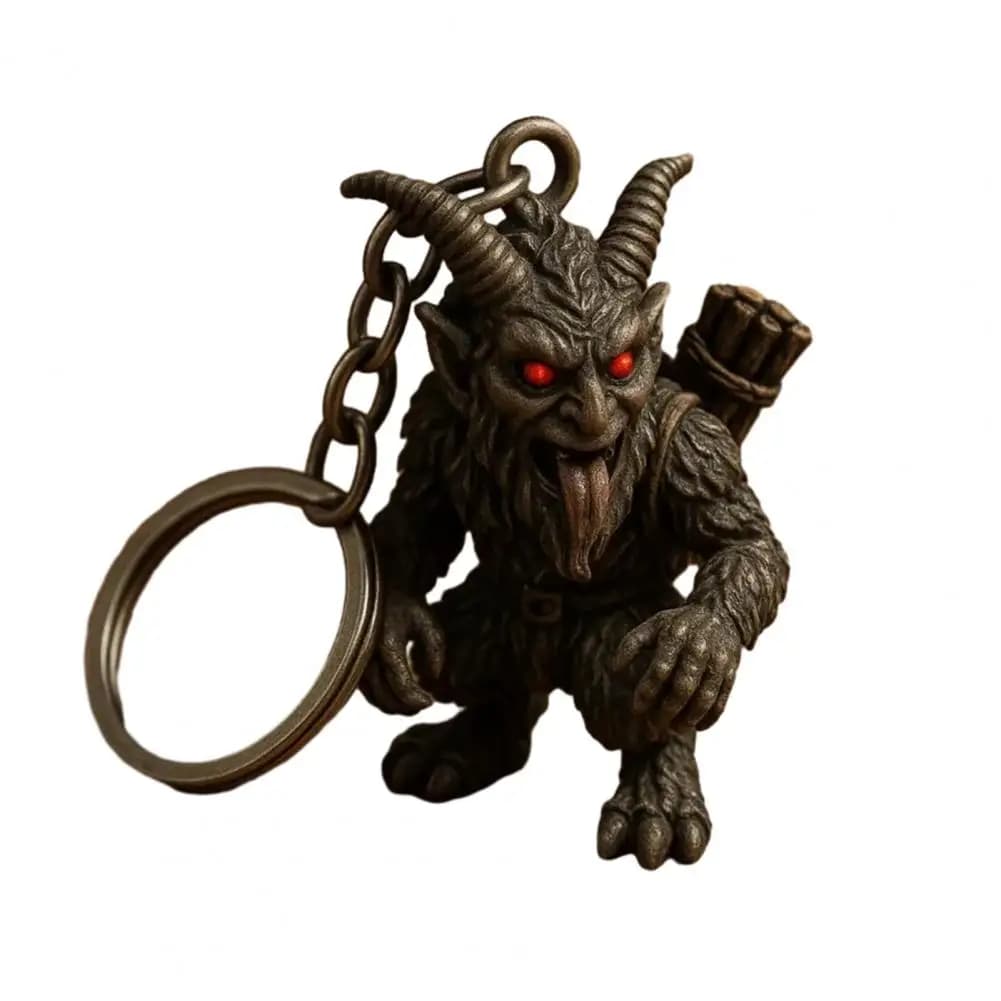 Krampus porte-clés Vintage sculpté créature d'horreur démon porte-clés sac à dos cartable suspendu d