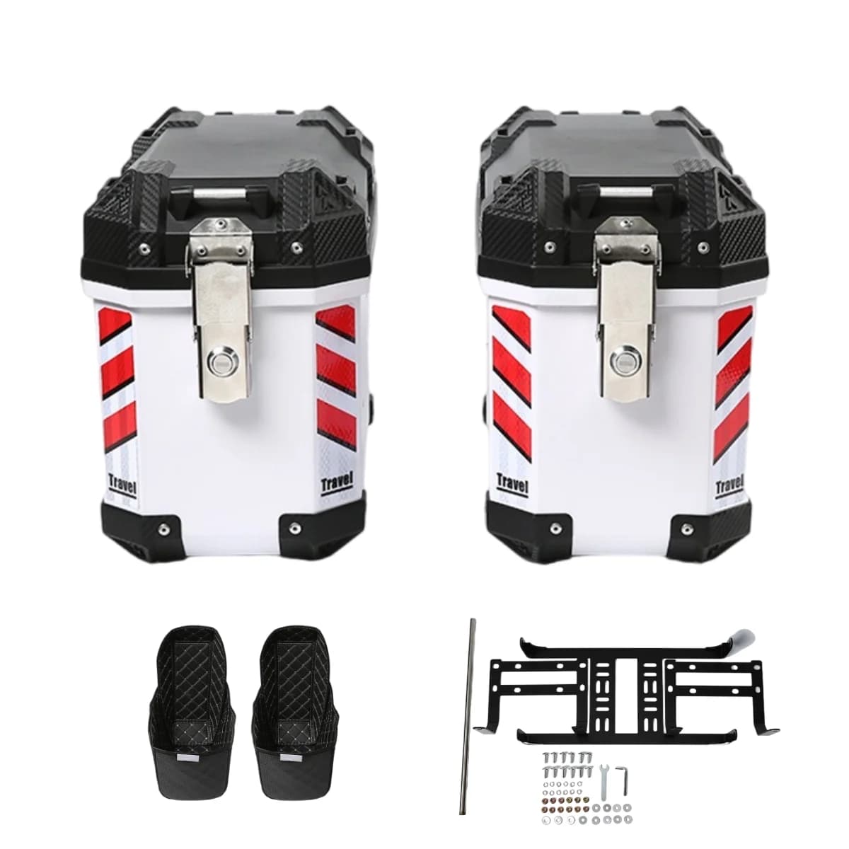 2 valises latérales robustes pour moto, une paire en plastique PP, livrées avec supports de montage,