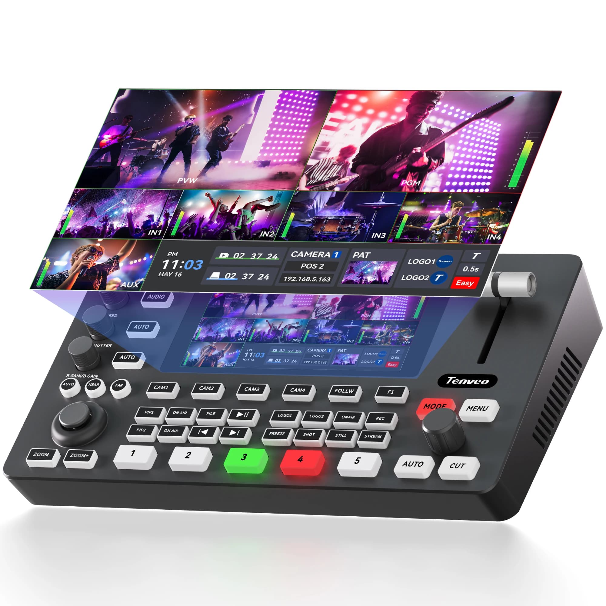 Tenveo PC500 HDMI commutateur de flux en direct 5.5 pouces multi-caméra vidéo mélangeur avec Interfa