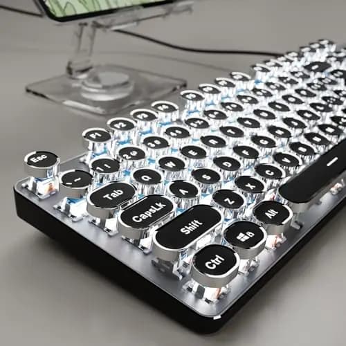 Clavier mécanique EWEADN TK100, style rétro punk, touches Steam, 104 touches avec rétroéclairage LED