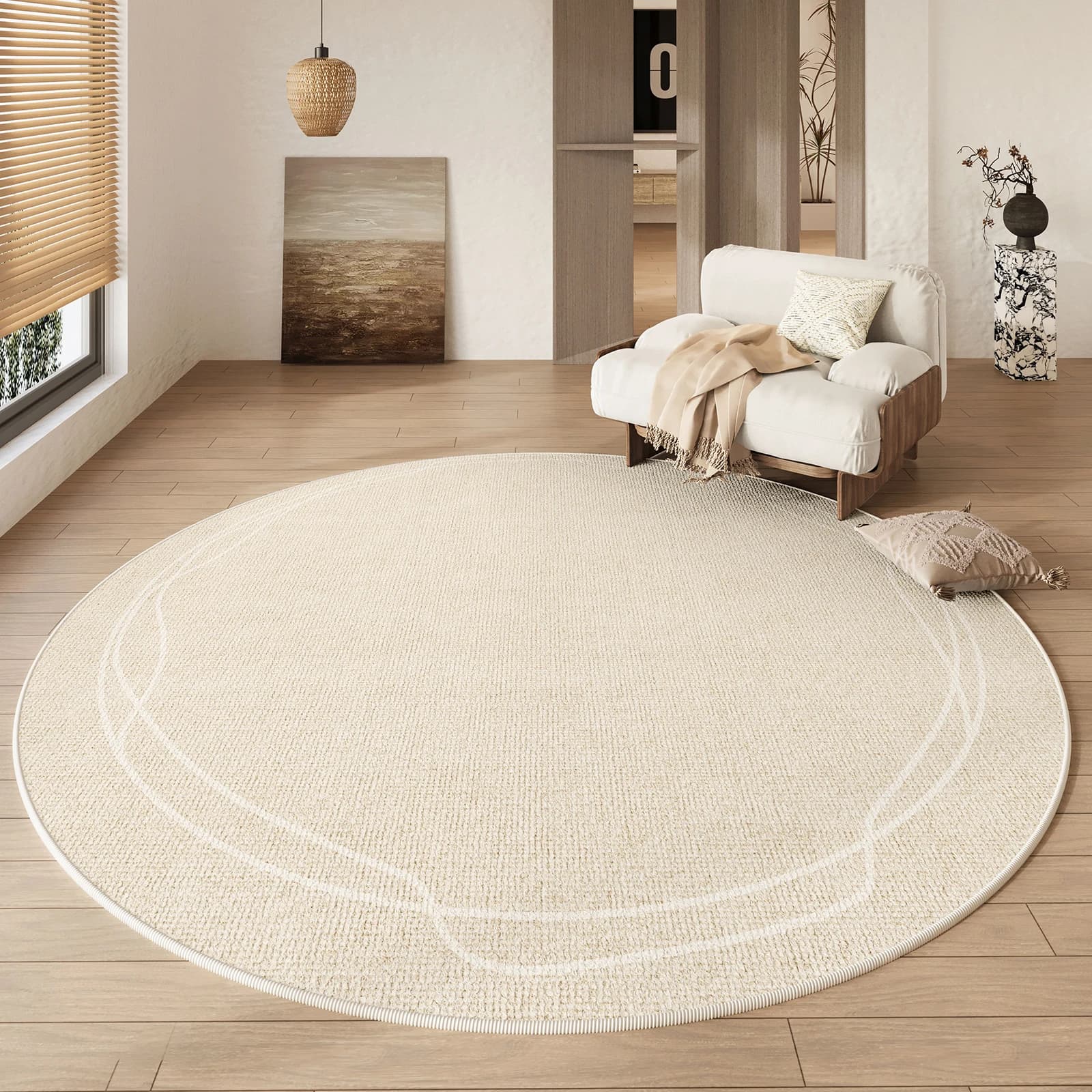 Wine-Sabi-Tapis Rond de Grande Surface, Antidérapant, Imperméable, pour Salon, Chambre à Coucher, Ma