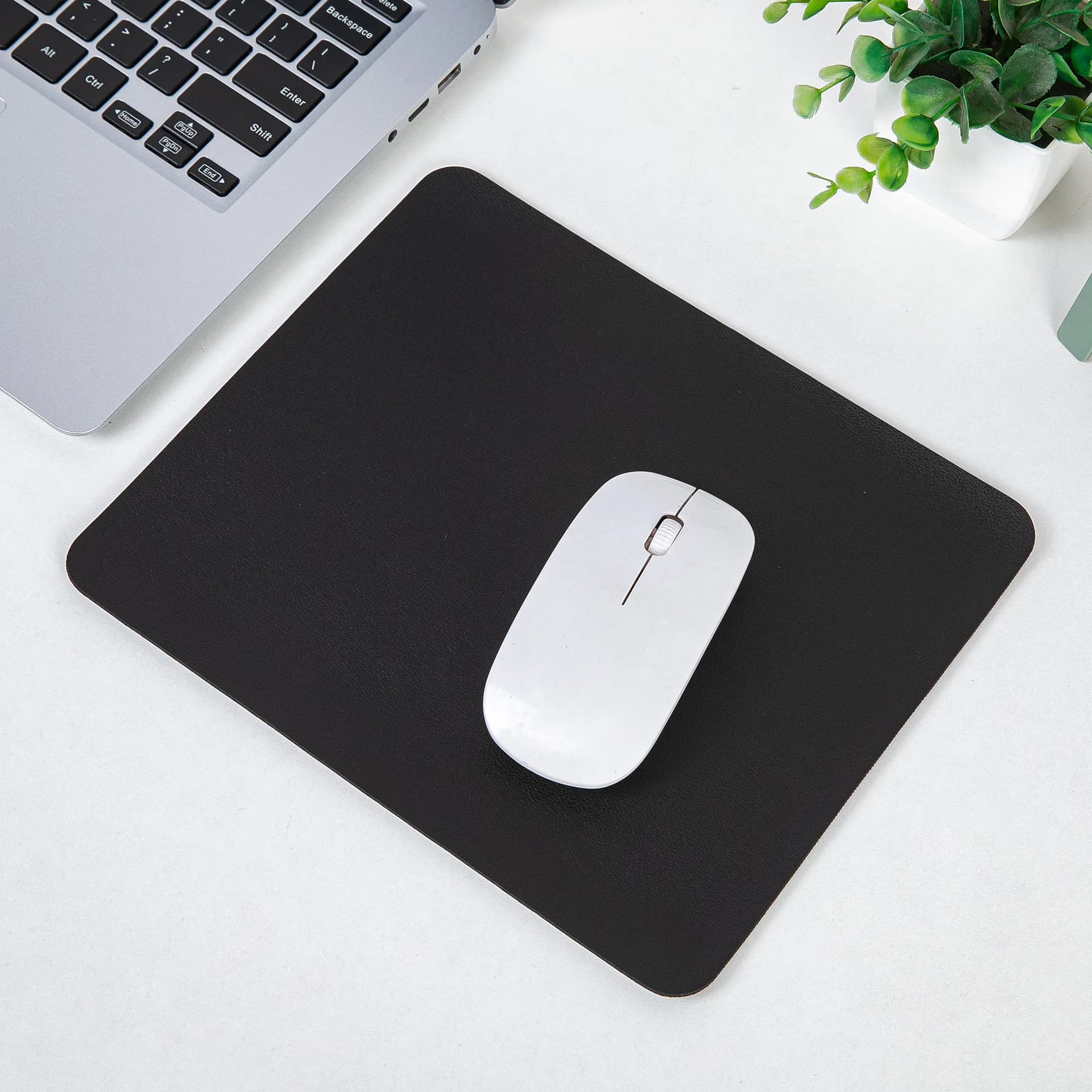 Tapis de souris en cuir PU, couleur unie, Simple, antidérapant, étanche, 23x20cm, fournitures scolai