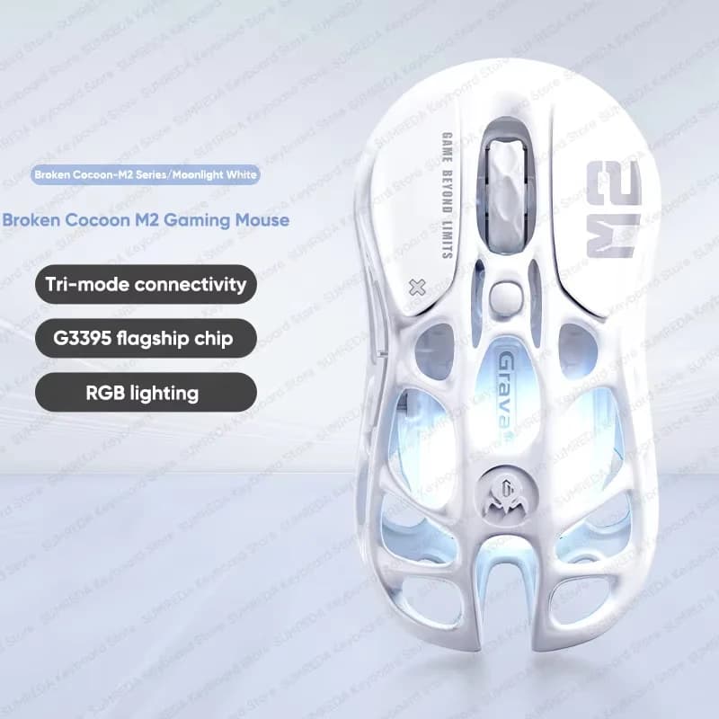 Grava star Mercury M1 Pro souris de jeu sans fil alliage de magnésium PAW3395IM Nordic52 Bluetooth 2