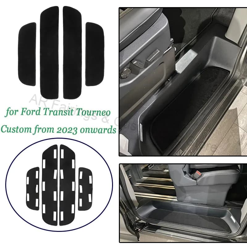 4 tapis de sol pour seuil de porte et marchepieds, adaptés à Ford Transit Tourneo Custom à partir de