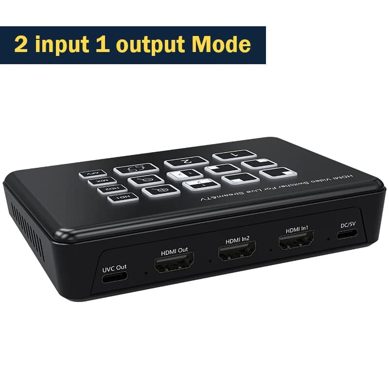 Commutateur vidéo double HDMI pour Streaming en direct, caméra de diffusion en direct 2 canaux, méla