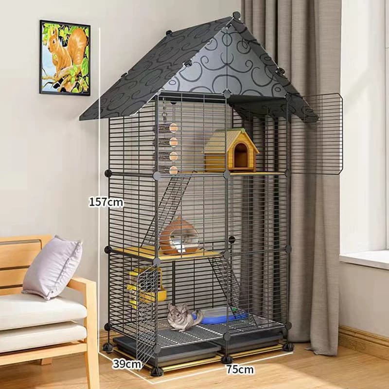 Mignonne maisonnette en métal pour animaux de compagnie avec échelle, petite cage pour hamster, rat,