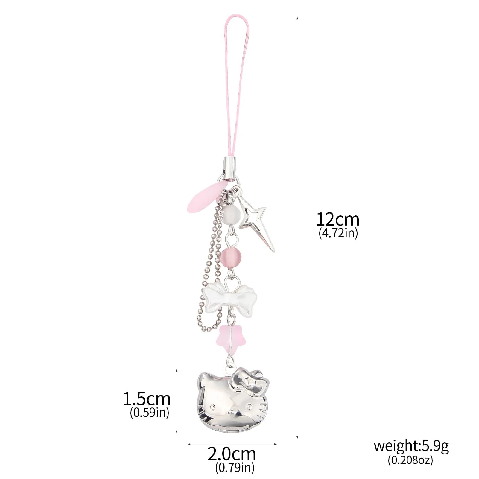 Chaîne de téléphone portable Hello Kitty, pendentif anime Kawaii, collier ras du cou en perles faite