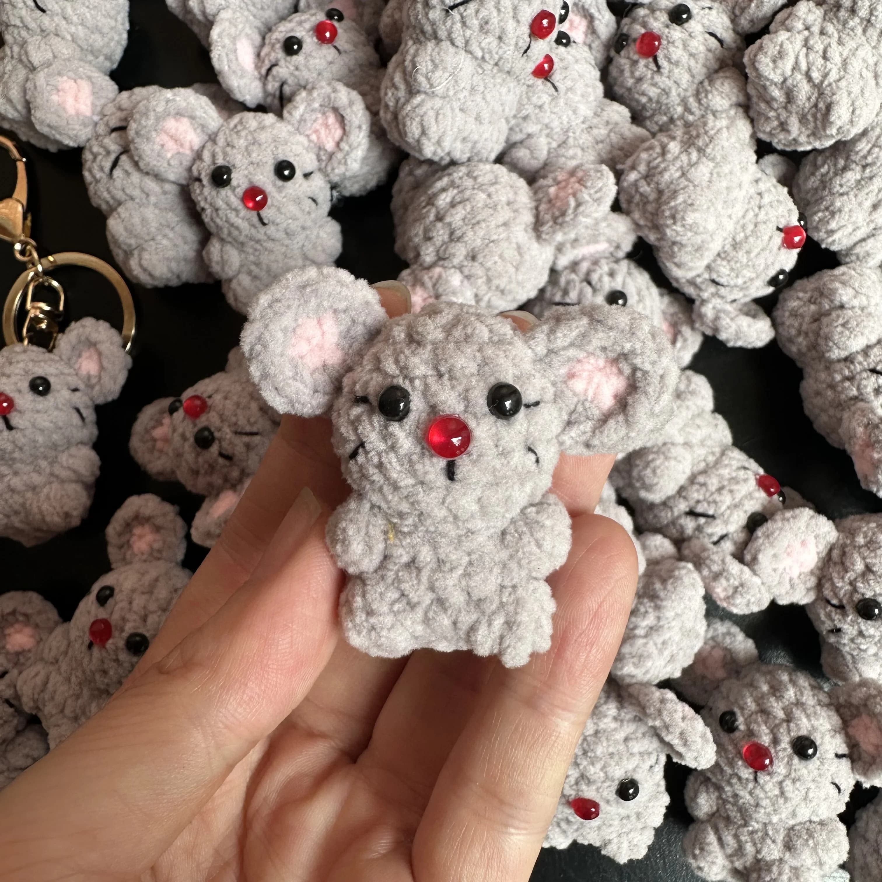 4 cm mignon Mini souris Crochet porte-clés pour cadeaux créatif Handmking dessin animé souris poupée