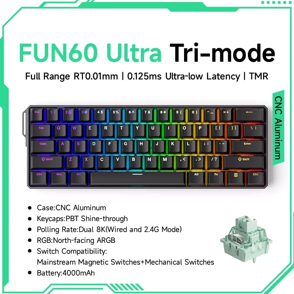 Akko MonsGeek-Clavier de jeu en aluminium personnalisé, piles 60 ultra mécaniques, interrupteur magn