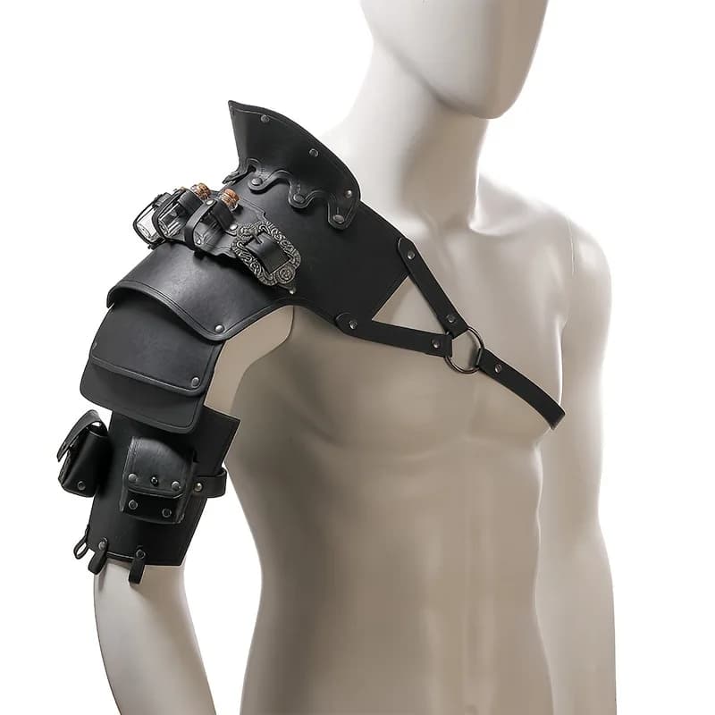 Armure médiévale à une épaule avec flacon d'alchimie, armure de pauldrons gothiques de Pirate en cui