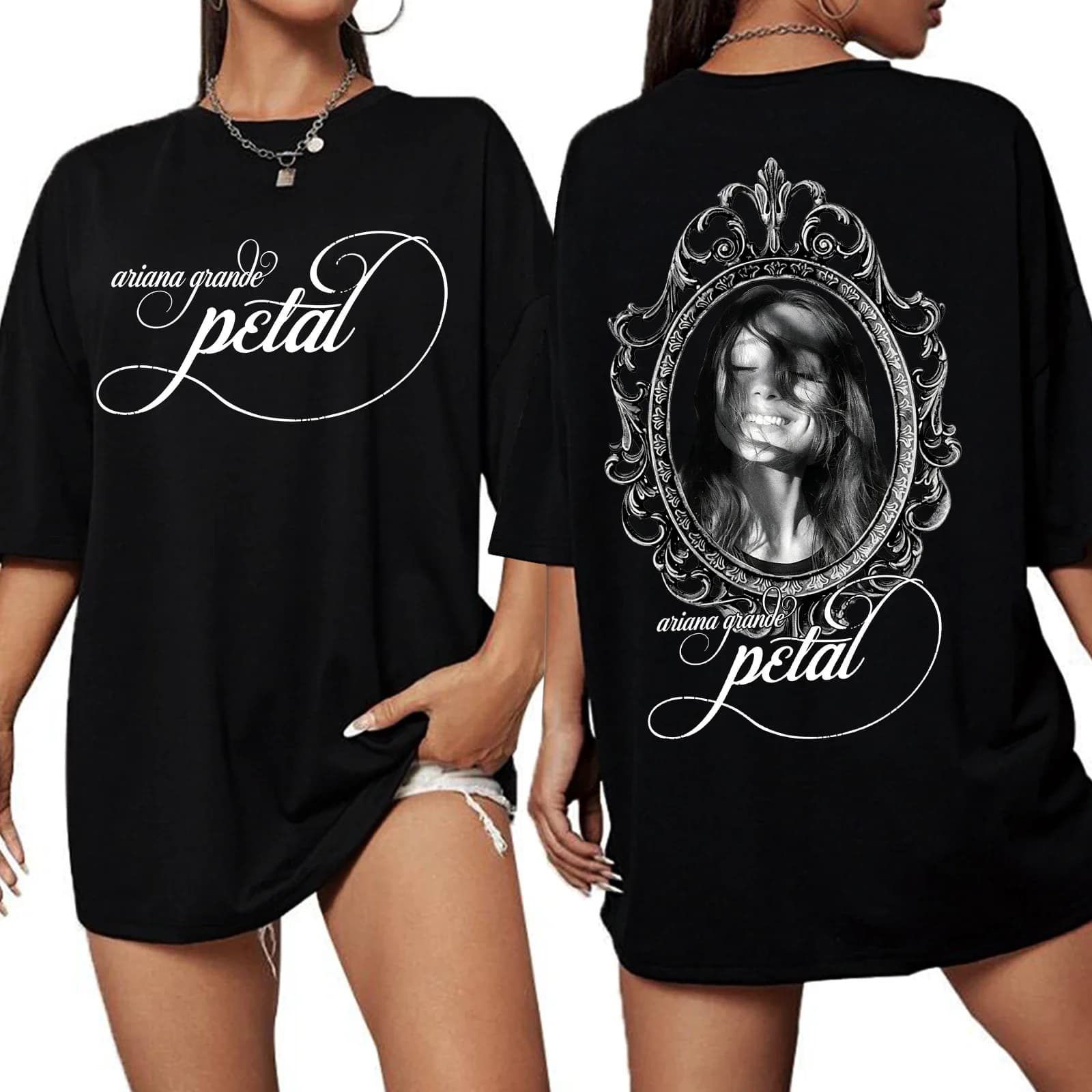 Ariana Grande Petal Album Shirt T-shirt surdimensionné à col rond et manches courtes pour femme