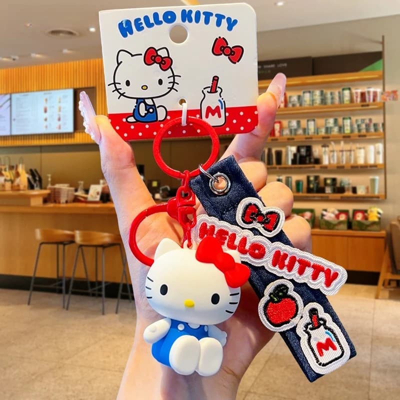 Porte-clés figurine Hello Kitty, mignon, exquis, léger, accessoire de sac, style dessin animé, adora