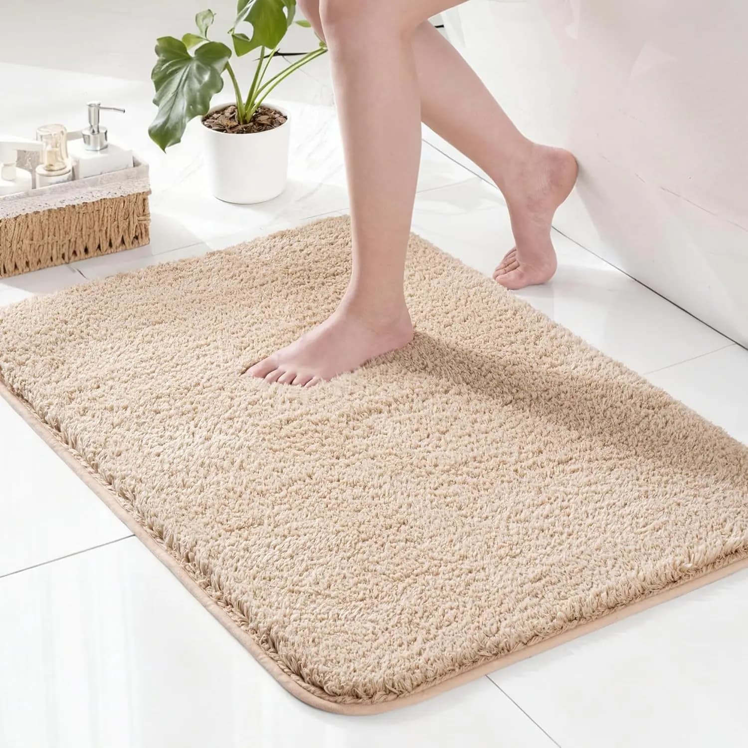 VIKAMA Tapis de salle de bain bleu marine multi-tailles, absorbant l'eau, antidérapant, pour l'entré