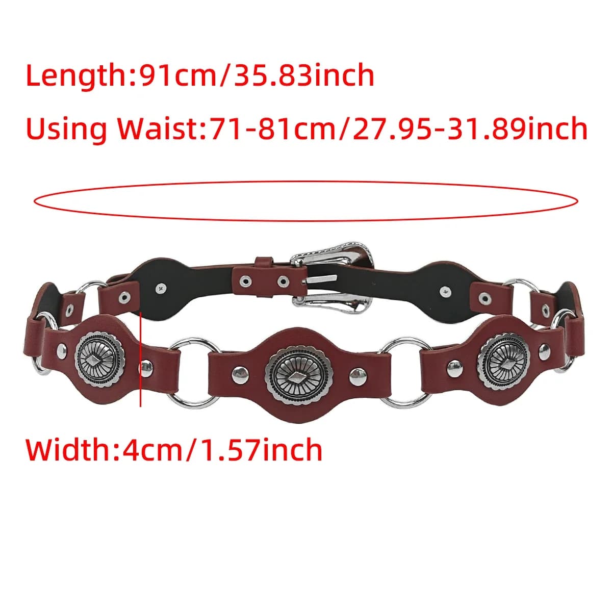 Nouvelle ceinture en cuir rouge de style punk pour femmes, mode rétro américaine décorative, accesso