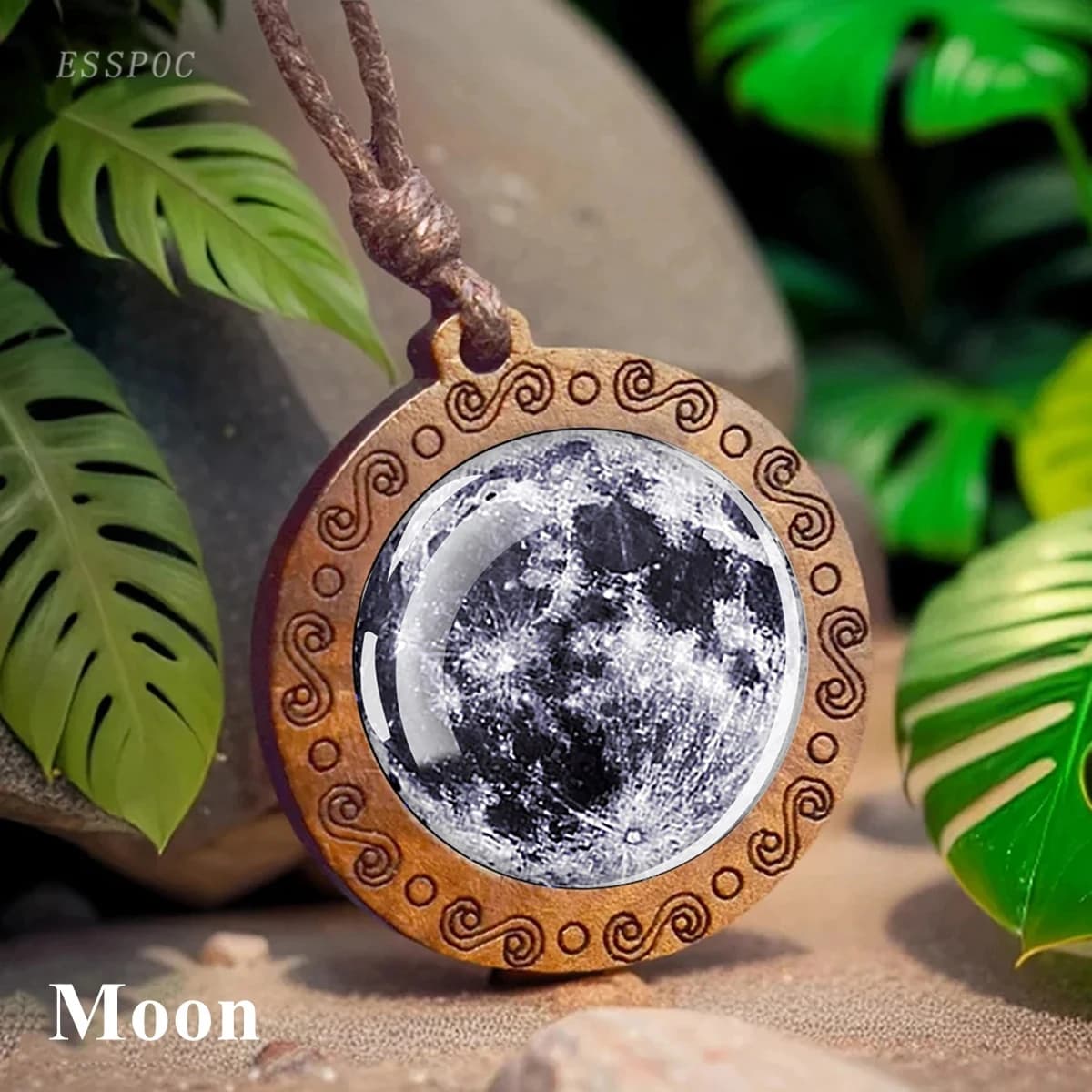Système solaire planète collier lune terre mercure saturne Jupiter verre pendentif en bois galaxie n