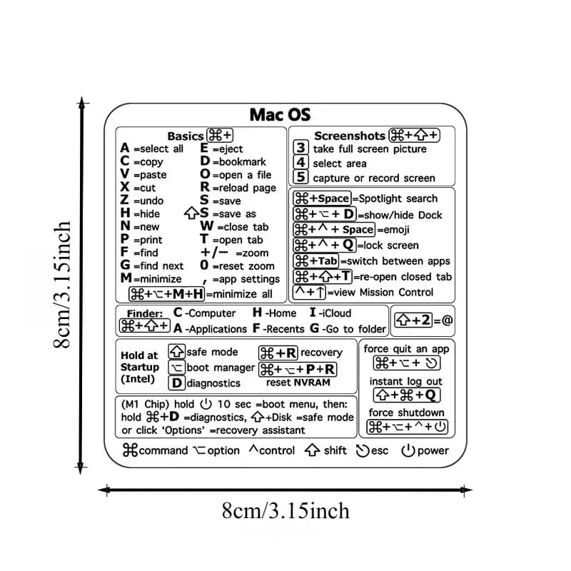 1 pièce Autocollants de raccourcis clavier pour MacBook - Améliorez la productivité, gestion des