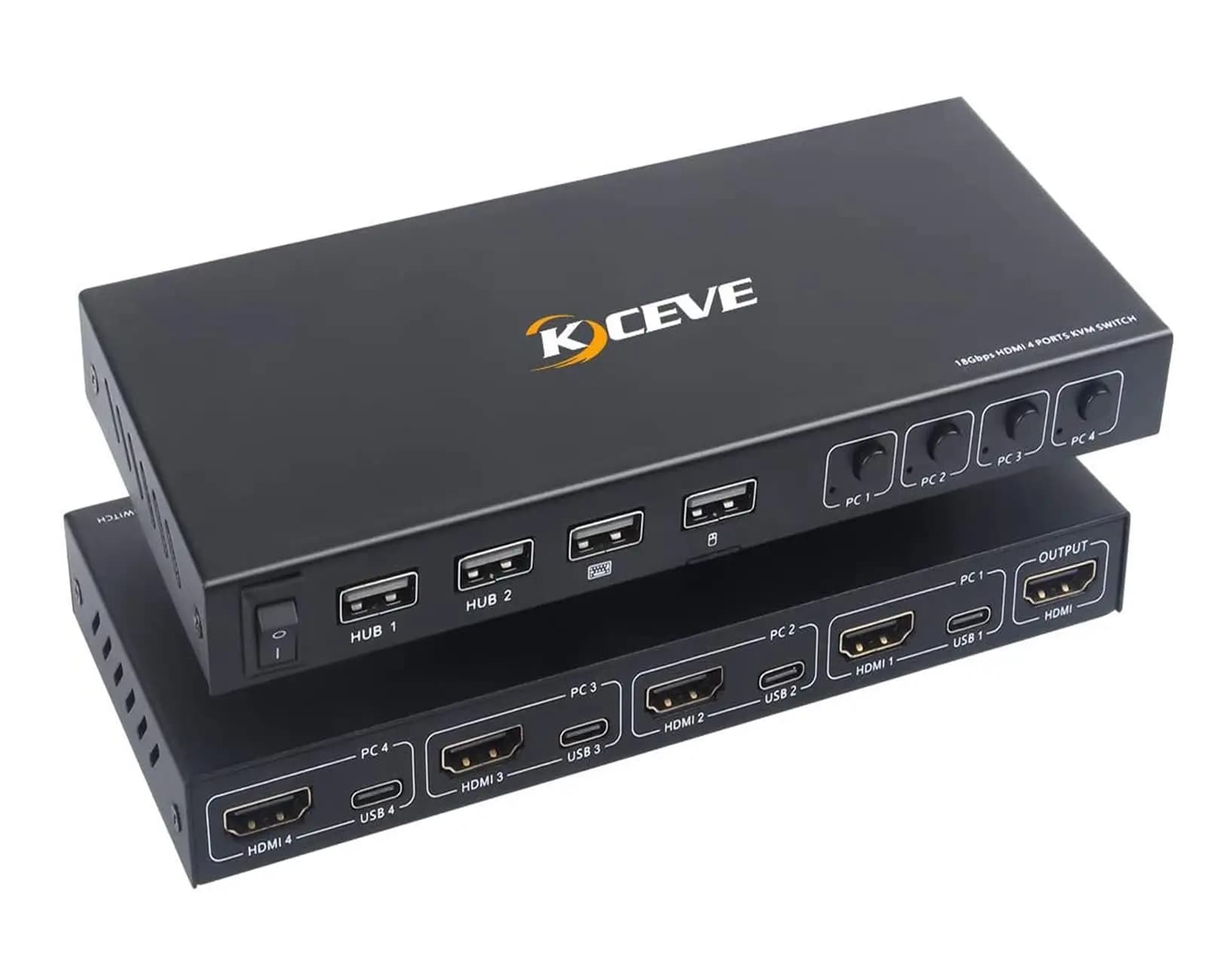 KCEVE commutateur KVM HDMI 4 Ports, commutateur USB HDMI 4 en 1 sortie pour partage de moniteur clav