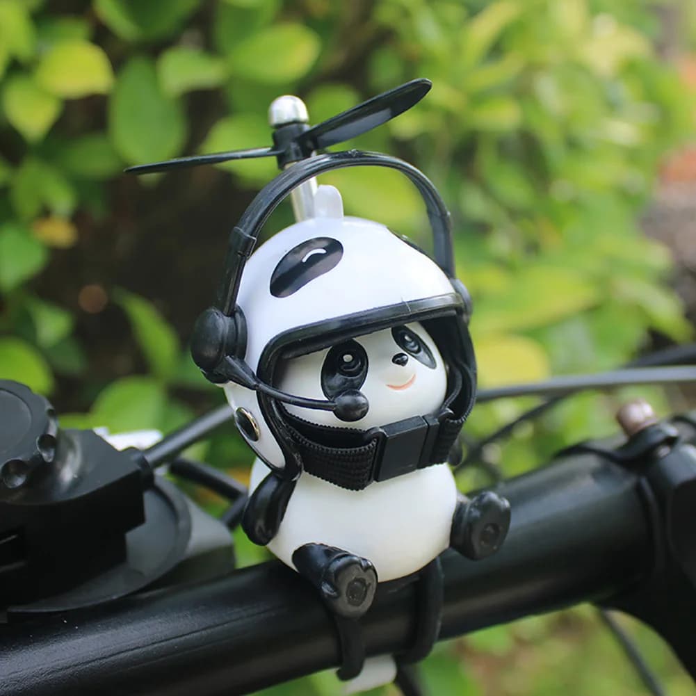 Panda casque moto guidon décoration vélo électrique mignon dessin animé casque hélice ornements équi