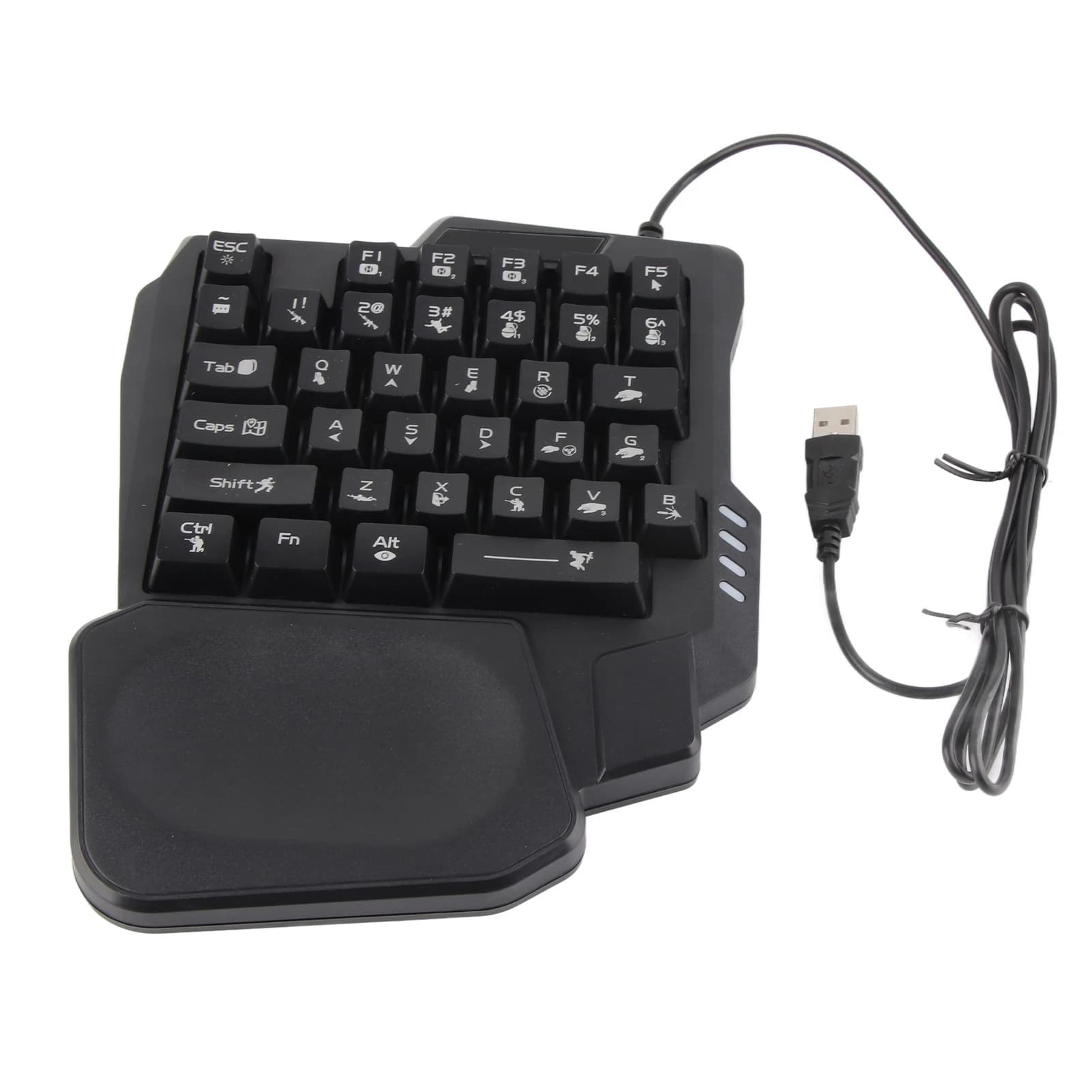 Clavier de jeu antidérapant noir à une main, rétro-éclairage en trois couleurs, pour jeux mobiles et