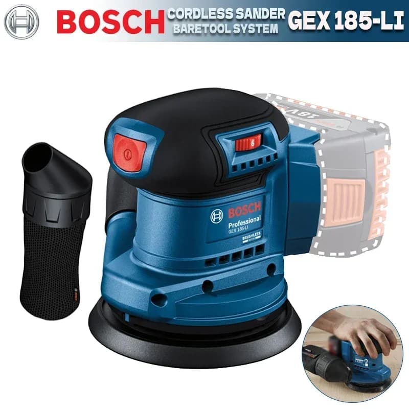 Ponceuse orbitale sans fil Bosch GEX 185-LI 18V, 125 mm, sans balais, faible vibration, ponçage sans