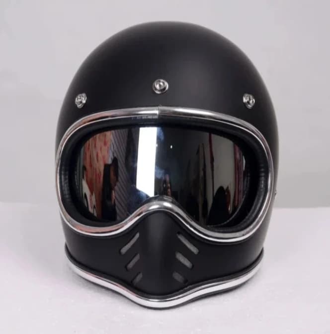 Petit casque à nez pointu, jante argentée chromée, rétro, en fibre de verre, casque intégral quatre