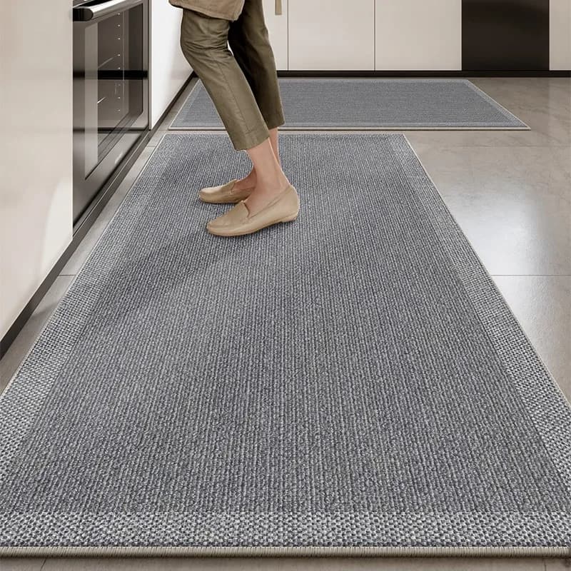 Tapis de sol pour cuisine gris foncé, tapis longs, tapis de couloir couleur unie, tapis de décoratio