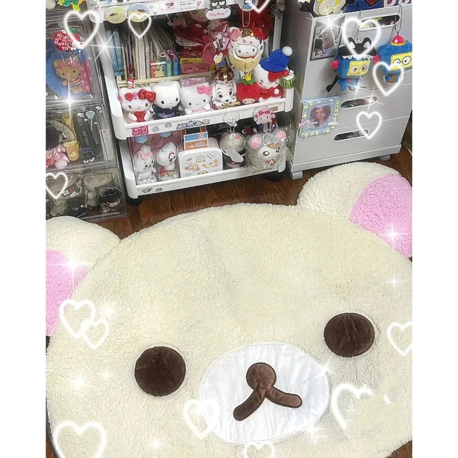 Kuna Bear Rilakkuma-Tapis de dessin animé coréen, mignon, doux, en peluche, pour chambre à coucher,