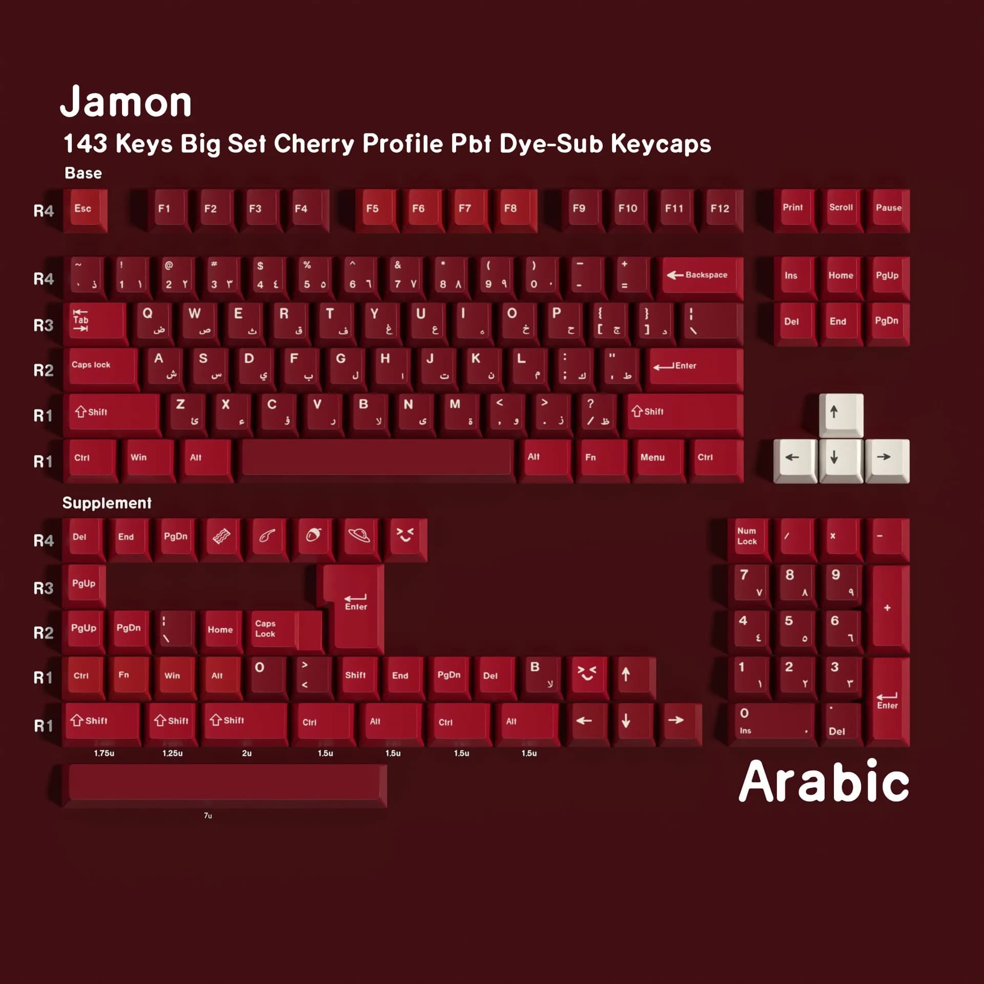 Clavier mécanique Jamon, touches GMK 7U, espagnol, français, allemand, Abnt2, russe, arabe, japonais