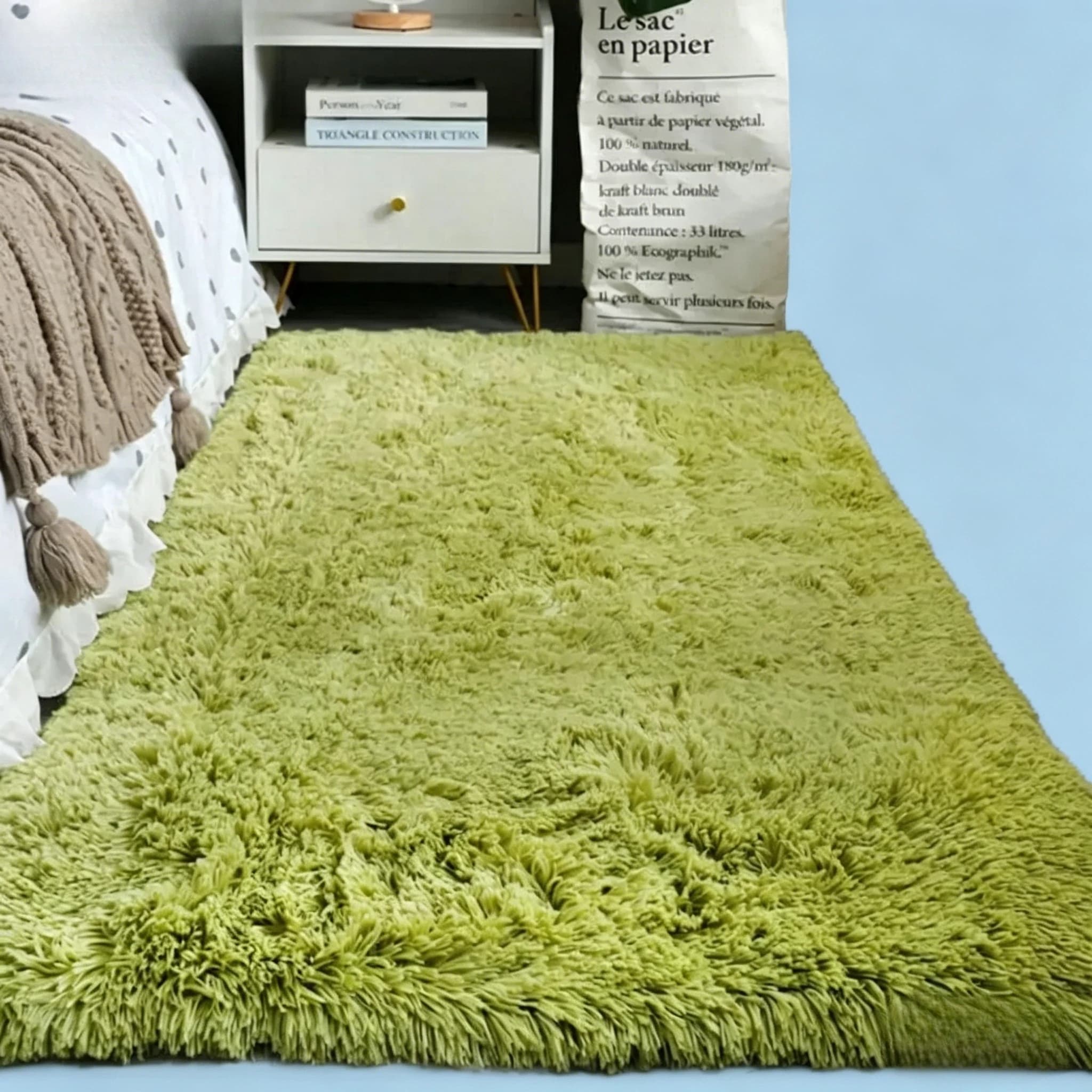 VIKAMA – tapis de sol en soie et laine, couleur unie, antidérapant, lavable, doux, décoration de la