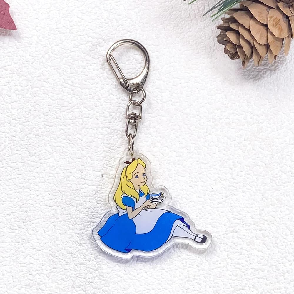 Porte-clés Disney Alice au pays des merveilles, accessoires en acrylique, breloques mignonnes, pende