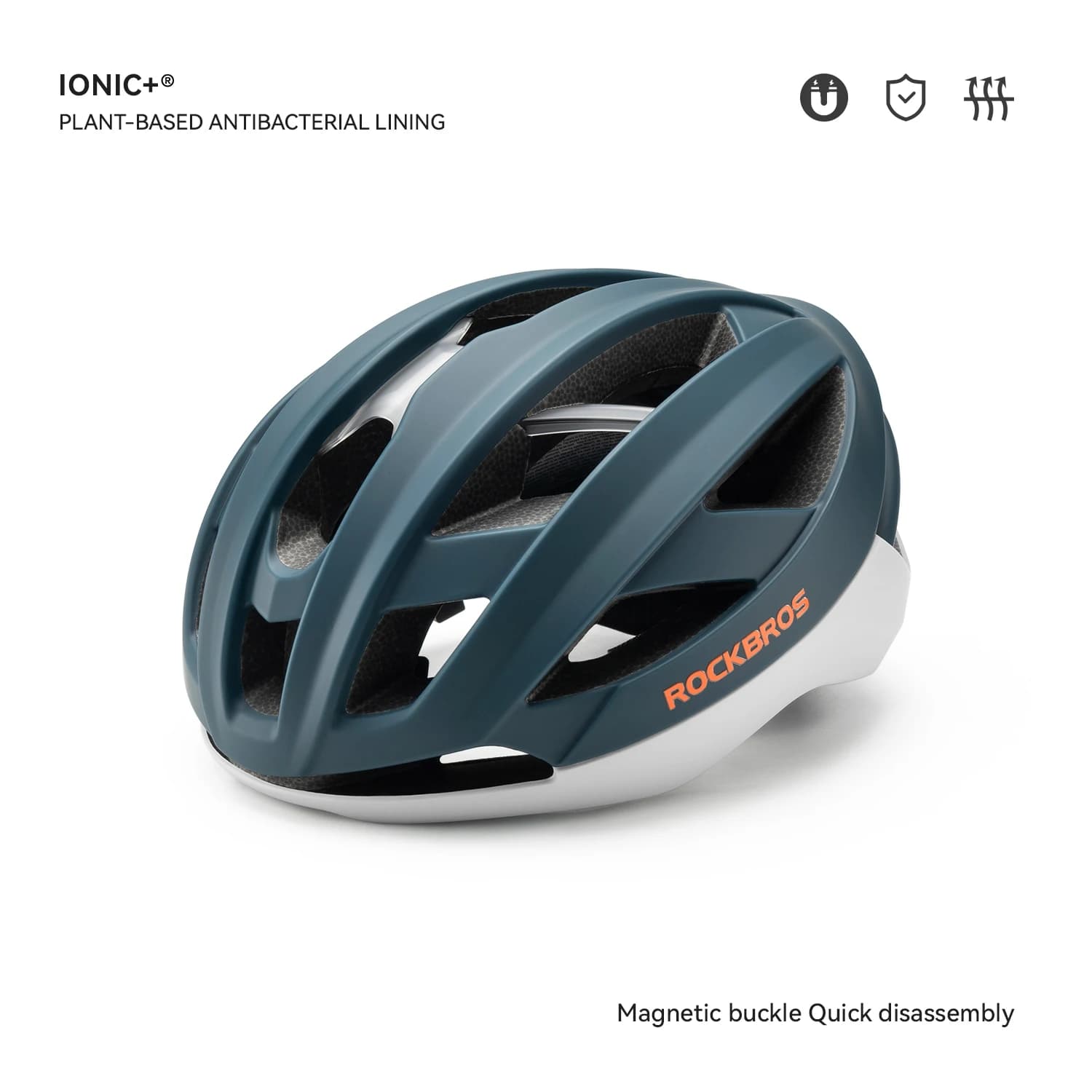 Casque de vélo ROCKBROS, léger, respirant, antibactérien, moulé intégralement, avec boucle magnétiqu