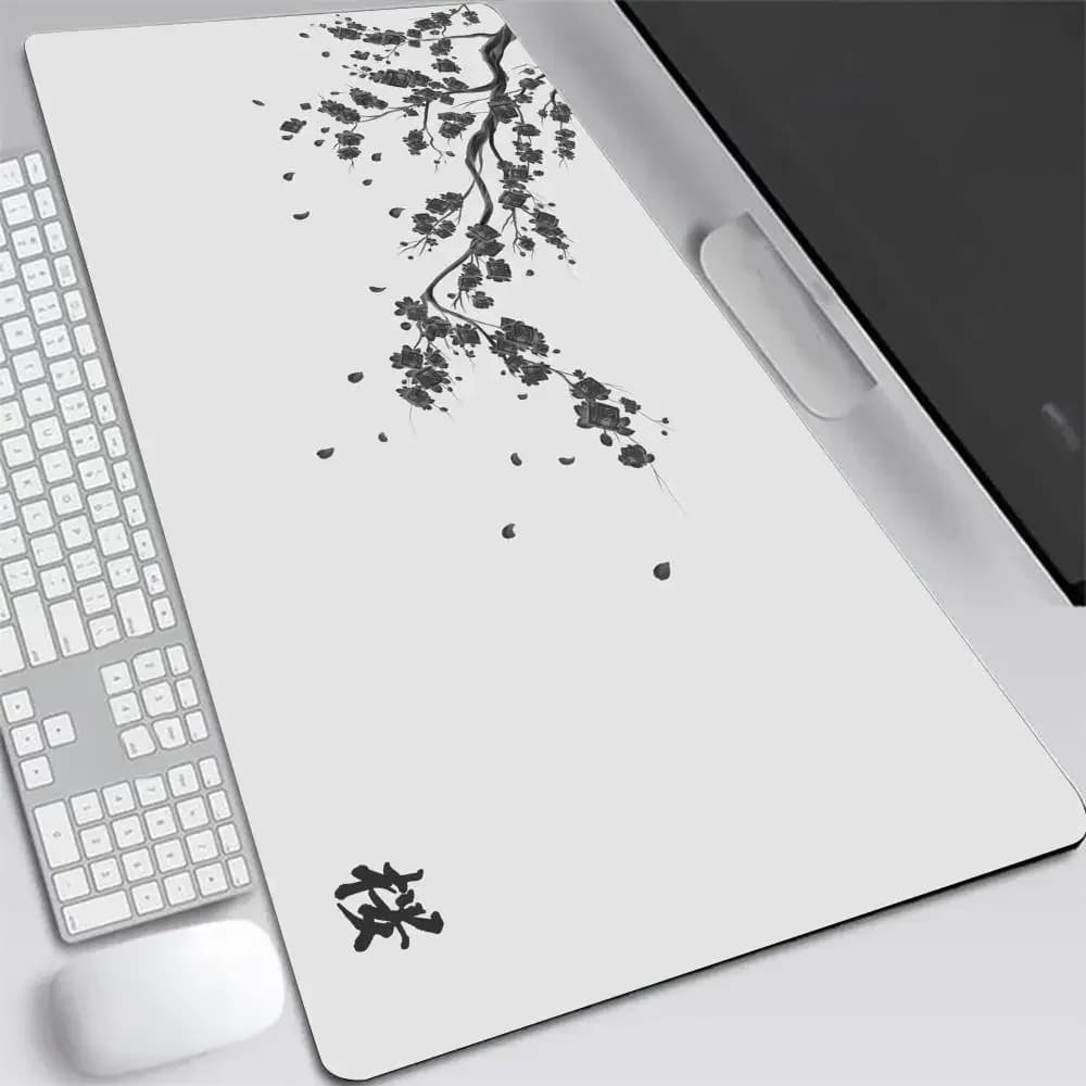 Japon cerisier fleur tapis de souris XXL gris ordinateurs portables tapis de bureau de jeu Sakura ta