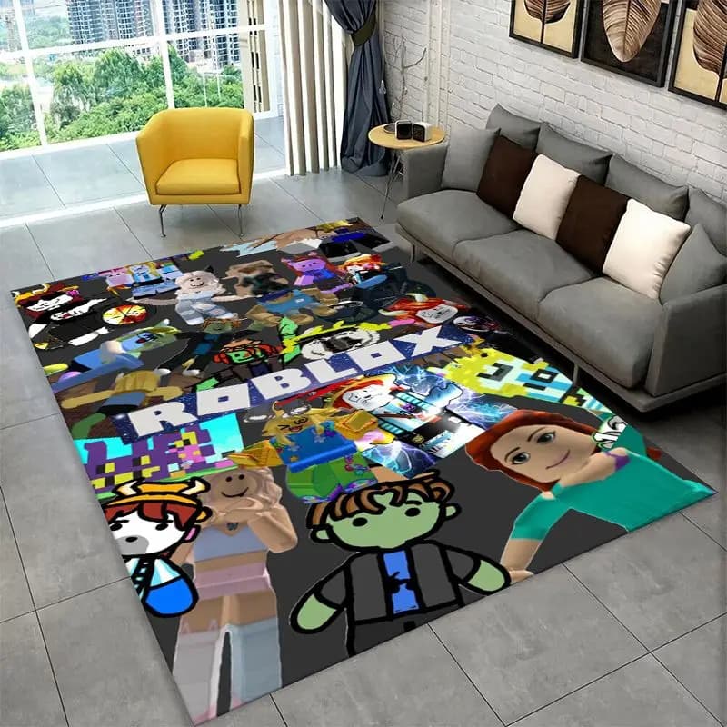 Tapis de jeu R-Robloxs pour enfants, tapis de sol antidérapant pour salle de jeux, chambre à coucher