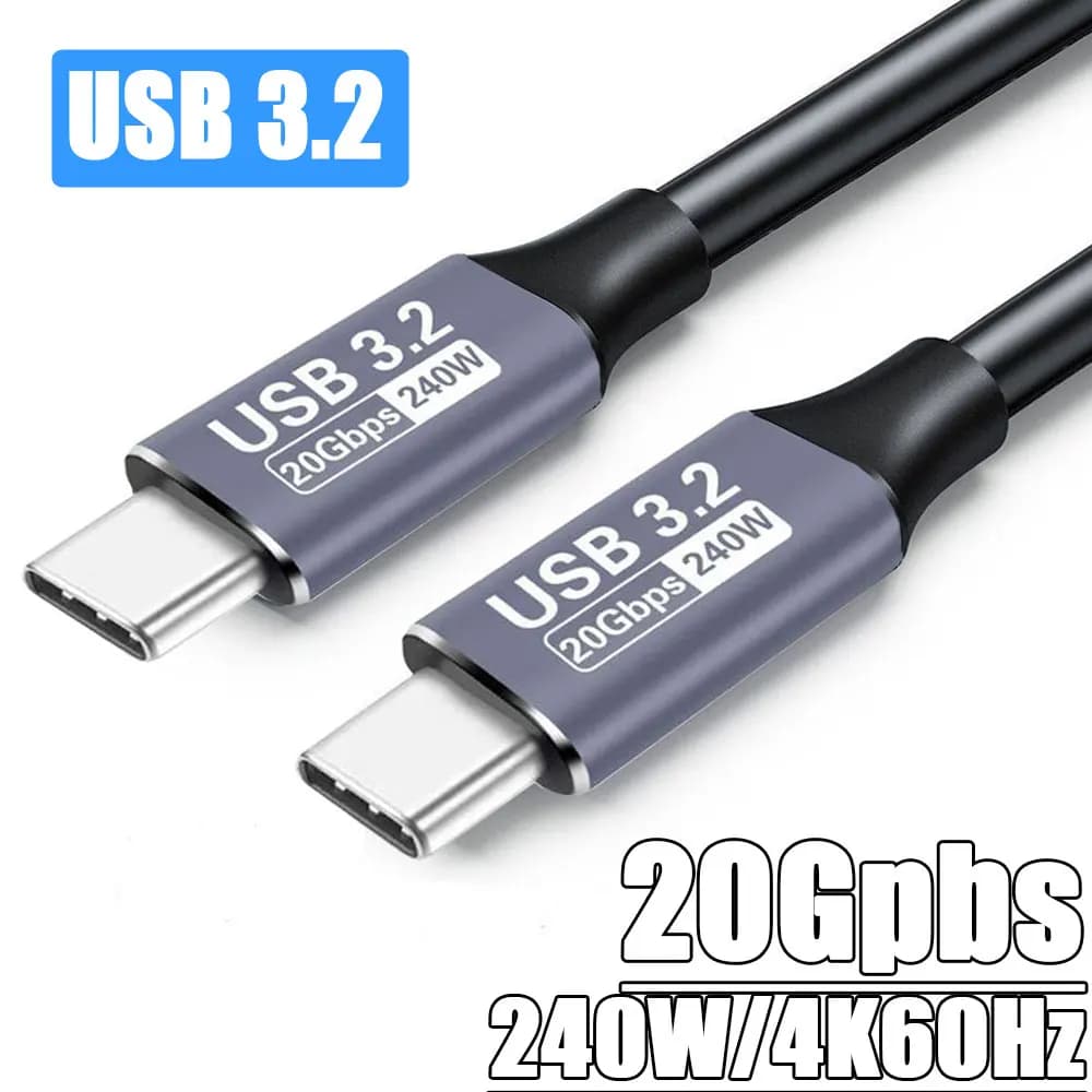 USB 3.2 20Gbps 48V 5A 240W USB C à type-c 3.2 Gen2 câble transfert de données USB C SSD câble de dis