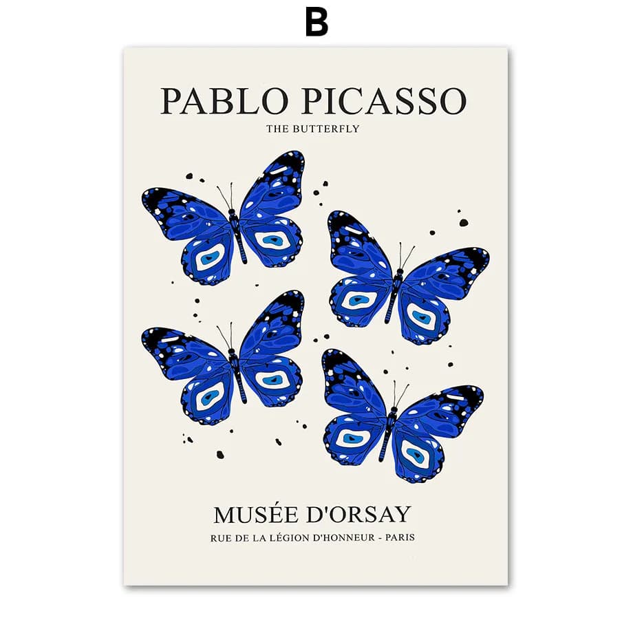 Matisse Andy Warhol papillon botanique toile peinture bleu Bauhaus mur Art affiches et impressions p